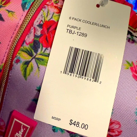 Betsey Johnson NWT Floral Pink Red & Purple Insulated Crossbody Lunch Bag (P170) - Picture 6 of 9